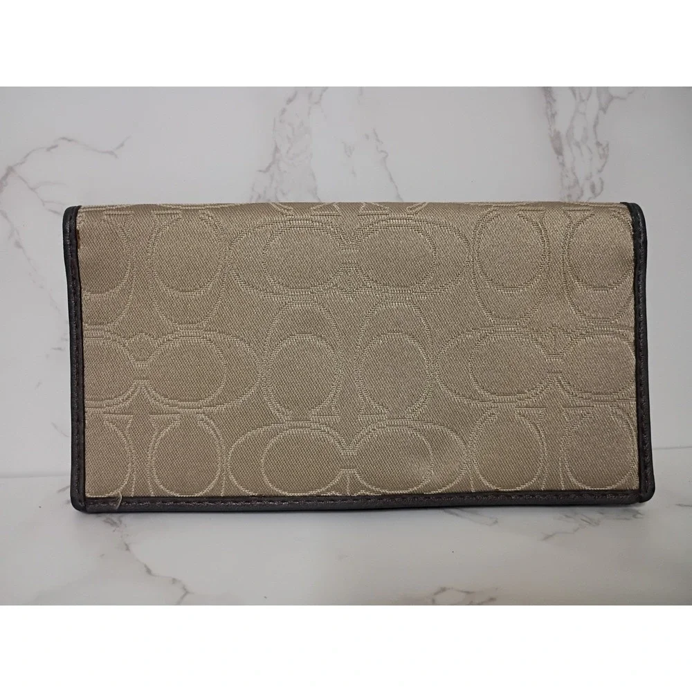 COACH Vintage Signature Canvas Checkbook Wallet - EUC